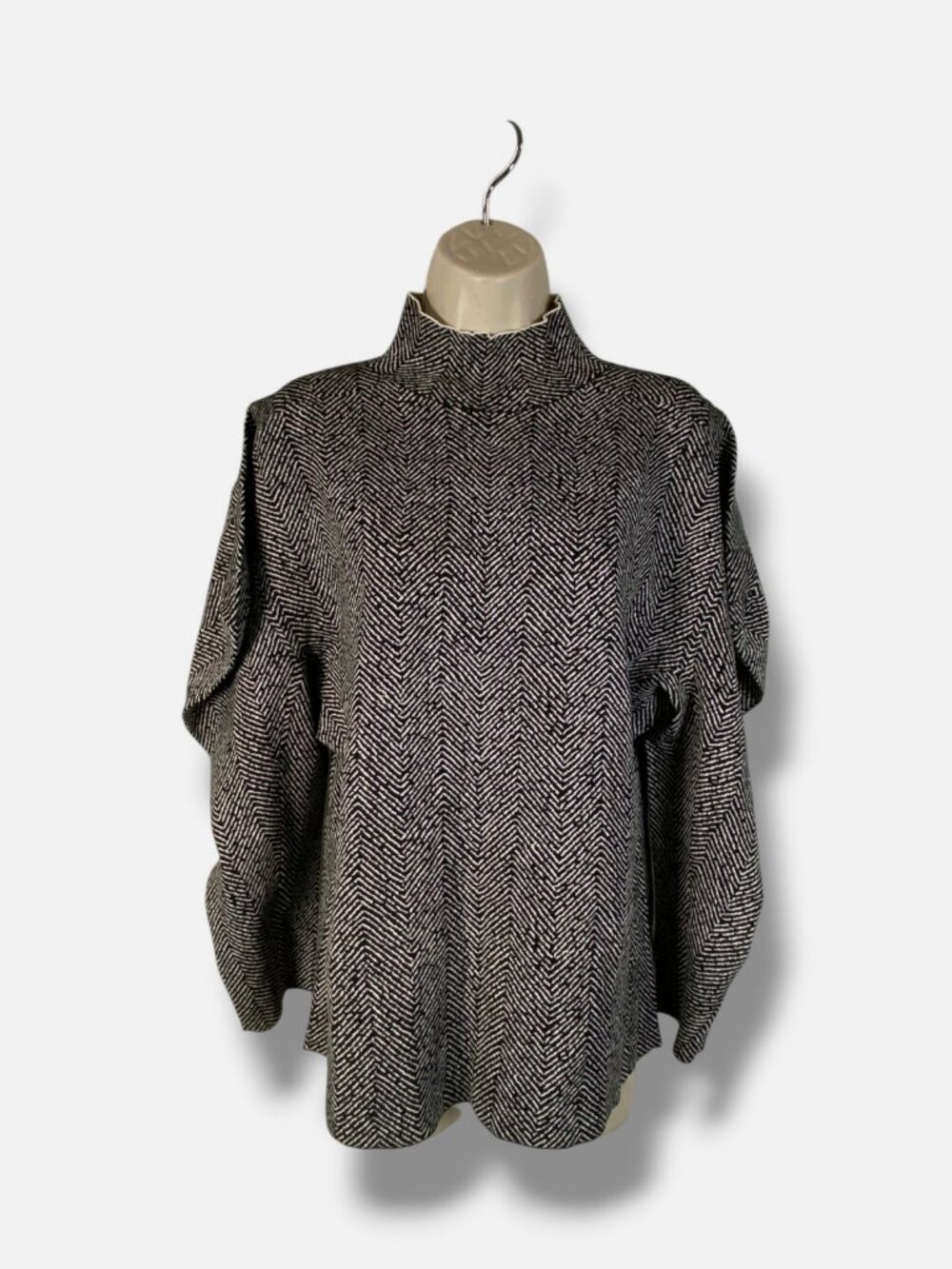 Proenza Schouler Women's Black structured shoulders herringbone Sweater Size L